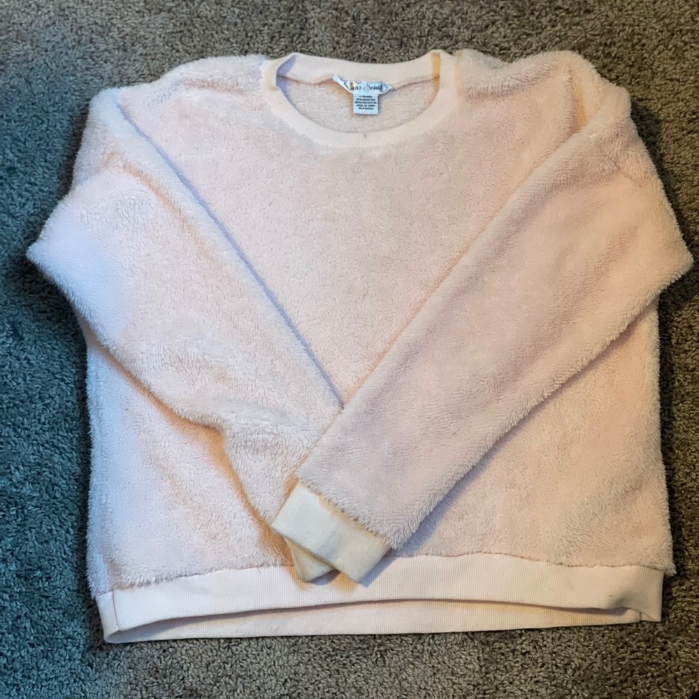 Fuzzy inside and out pink sweater